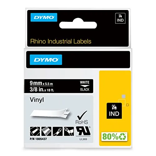 DYMO 1805437 — NEWELL-DYMO RHINO VINYL TAPE 3/8IN (9MM) BLACK
