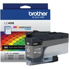 Brother LC406BKS — Brother INKvestment LC406BK Standard Yield Inkjet Ink Cartridge - Single Pack - Black - 1 Each - 3000 Pages