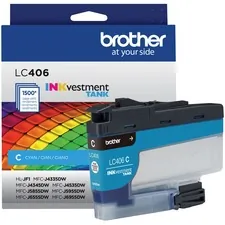 Brother LC406CS — Brother INKvestment LC406C Standard Yield Inkjet Ink Cartridge - Single Pack - Cyan - 1 Each - 1500 Pages