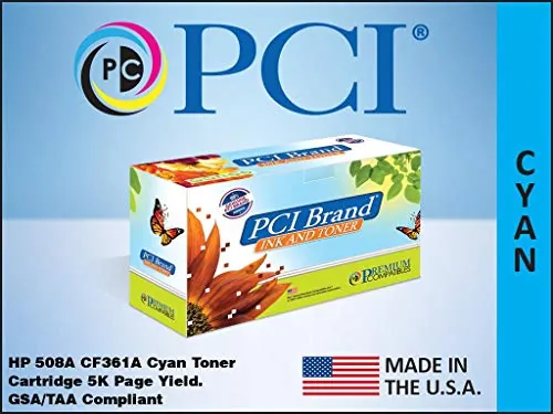 PCI CF361A-PCI — PCI BRAND ECO-FRIENDLY SUSTAINABLE HP 508A CF361A CYAN TONER CARTRIDGE 5000 PAGE