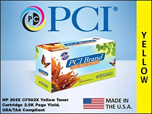 PCI CF502X-PCI — PCI BRAND ECO-REMAN HP 202X CF502X XL YELLOW TONER CARTRIDGE 2500 PG HIGH YIELD