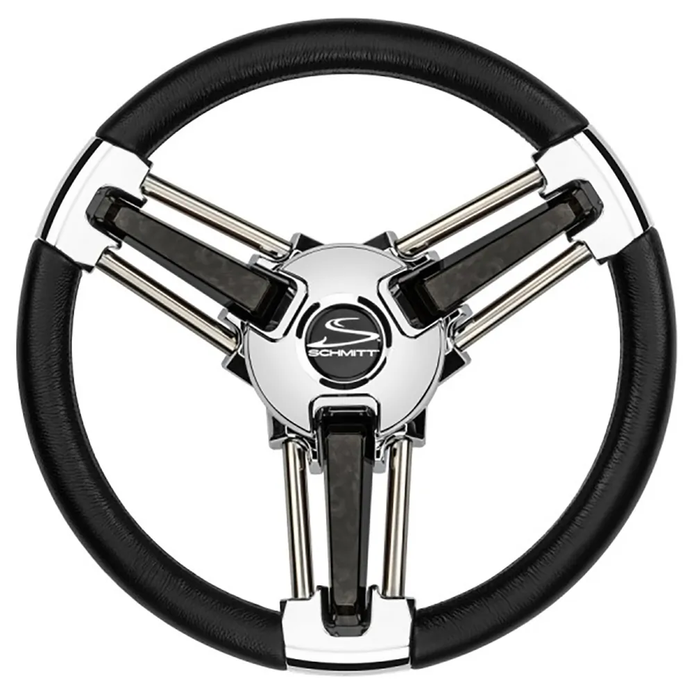Schmitt & Ongaro Marine PU1051B1-04R — Burano 14" Black Polyurethane Wheel with Stainless Spokes