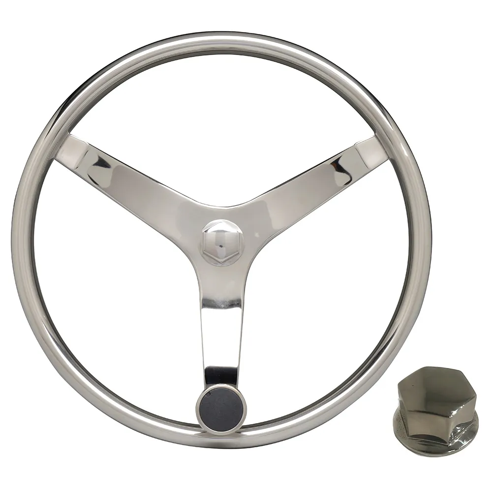 Uflex USA V46 KIT - Uflex V46 13.5 Stainless Steering Wheel with Speed Knob