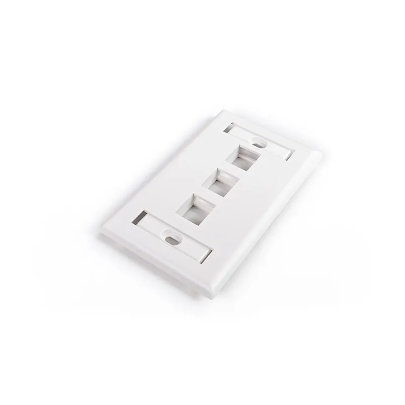 HYPERLINE HY-FP-UM-3-WH - 3-Port White Window Faceplate for Cable Management