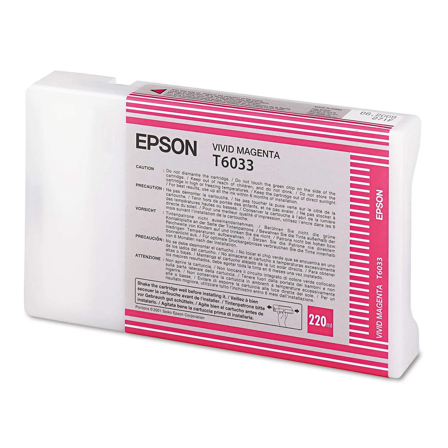 EPSON EPST603300 — Epson Vivid Magenta UltraChrome K3 Ink Cartridge 220 ML T603300
