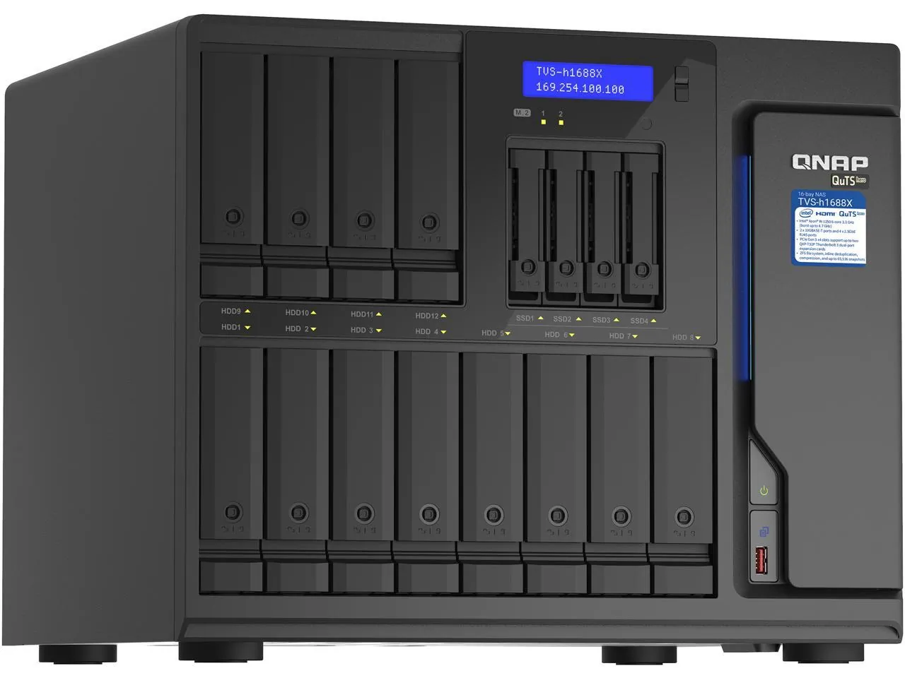 QNAP TVS-H1688X-W1250-32G-US — QNAP 16-BAY TURBONAS (12 X 3.5 HDD + 4.