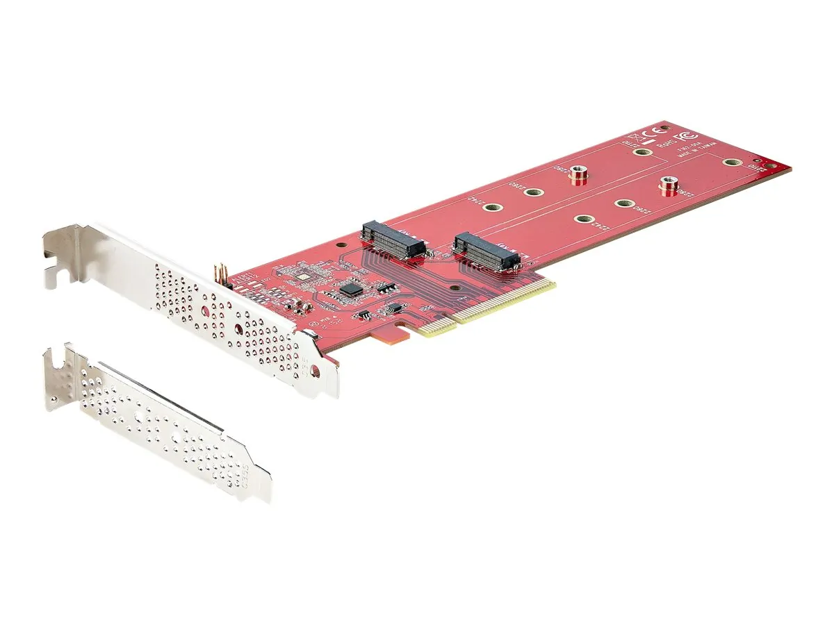 STARTECH DUAL-M2-PCIE-CARD-B — DUAL M.2 PCIE SSD ADAPTER CARD, PCIE X8 / X16 TO DUAL NVME / AHCI M.2 SSDS, PCI
