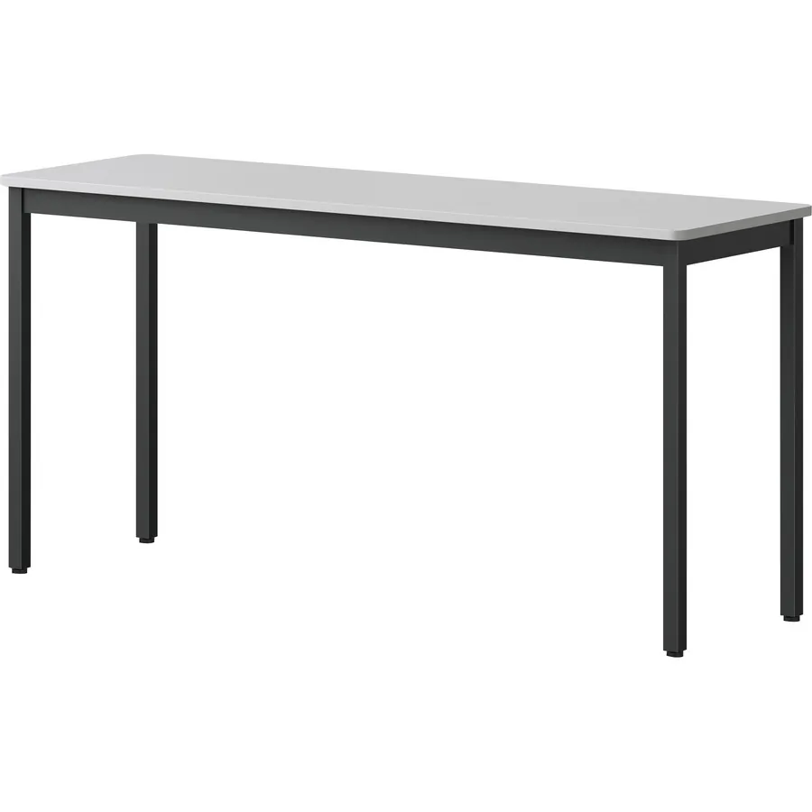 Lorell LLR 60754 — Lorell Utility Table - Gray Rectangle, Laminated Top - Powder Coated Black Base x 59.88 Table Top Width x 18.13 Table Top Depth - 30 Height - Assembly Required - Melamine Top Material
