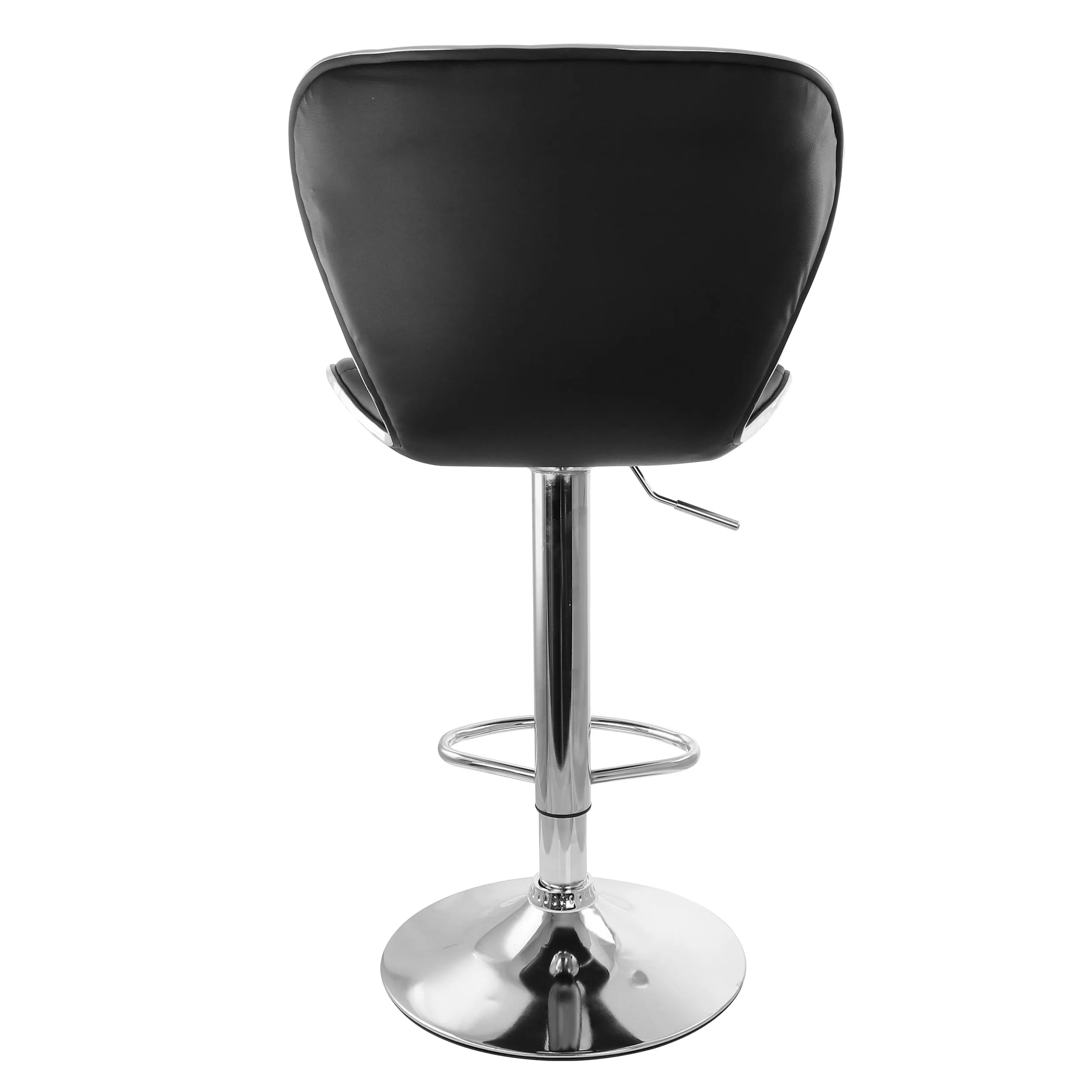 ELAMA ELM-712-BLK — Elama 2 Piece Diamond Tufted Faux Leather Adjustable Bar Stool in Black with Chrome Trim and Base