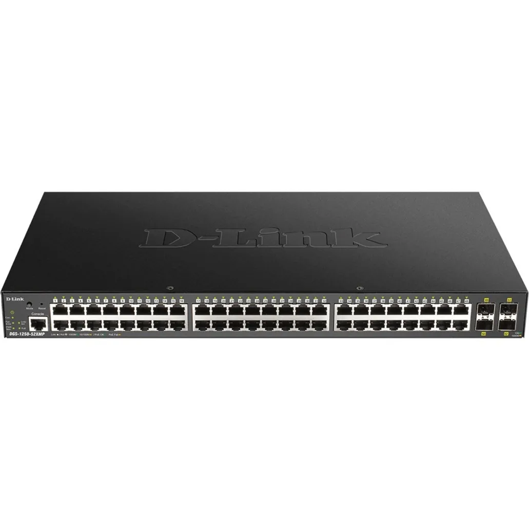 D-Link DGS-1250-52XMP-6KV — D-LINK DGS-1250-52XMP-6KV 52-PORT SMART MANAGED GIGABIT POE SWITCH WITH 10-GIGAB