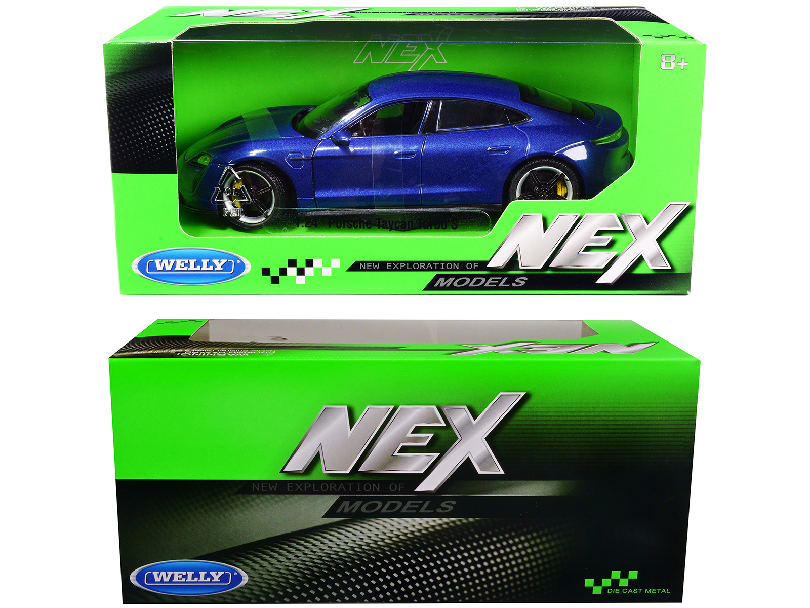 Welly 24107bl - Porsche Taycan Turbo S Blue Metallic NEX Models 124 Diecast 