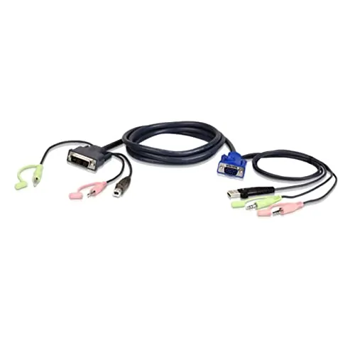 Aten Technologies 2L7DX2U — 6 FT. USB VGA TO DVI-A KVM CABLE WITH AUDIO