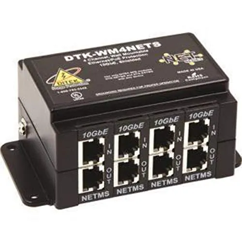 Ditek DTK-WM4NETS — Ditek 4 Channel Wall Mount PoE Ethernet Surge Protector