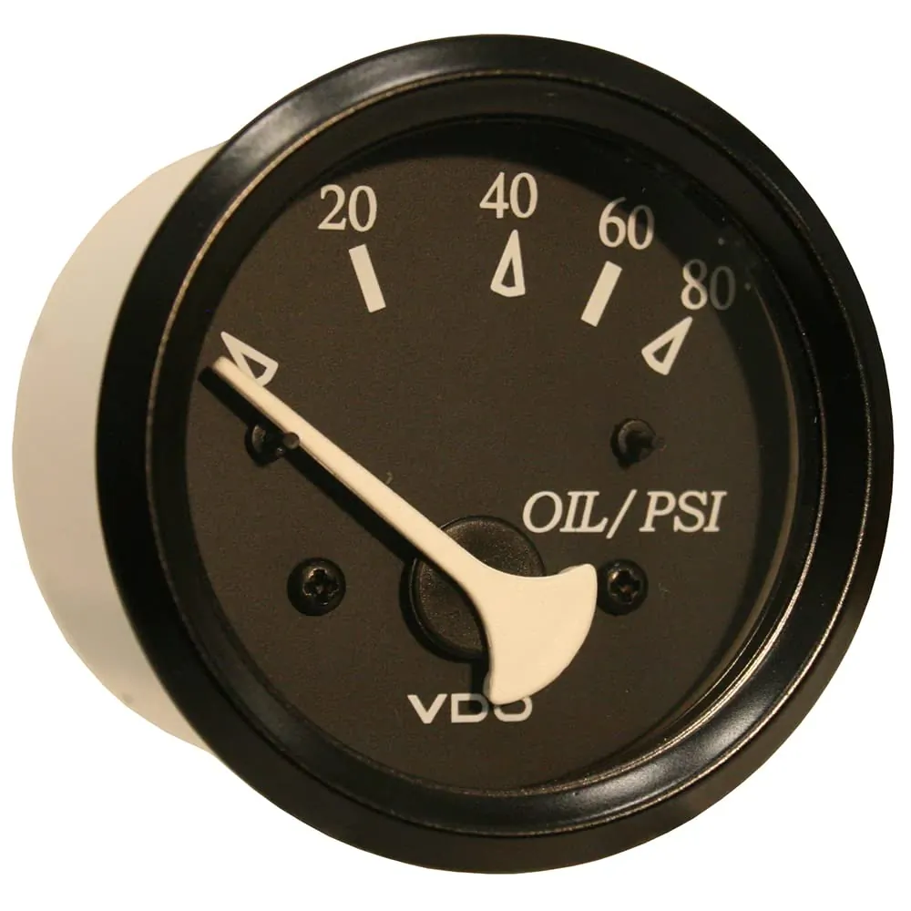 VDO 350-11800 - VDO 80 PSI Marine Oil Pressure Gauge - Black Bezel