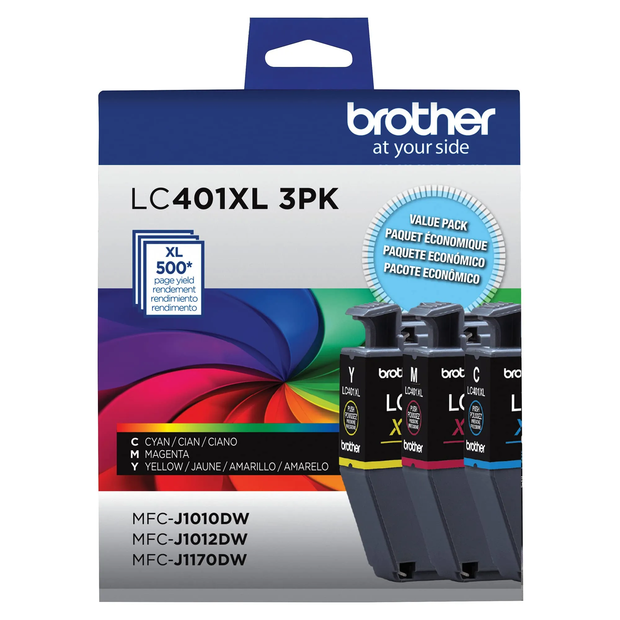 Brother LC401XL3PKS — HIGH YIELD COLOR INK CARTRIDGE 3 PACK (1 EA. CYAN, MAGENTA, YELLOW)