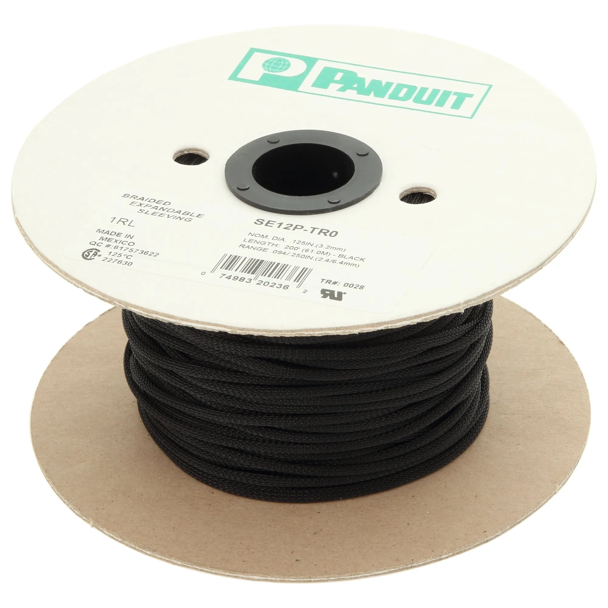 Panduit SE100PS-CR0 — PAN-WRAP BRAIDED EXP SLEEVING 1IN BLK