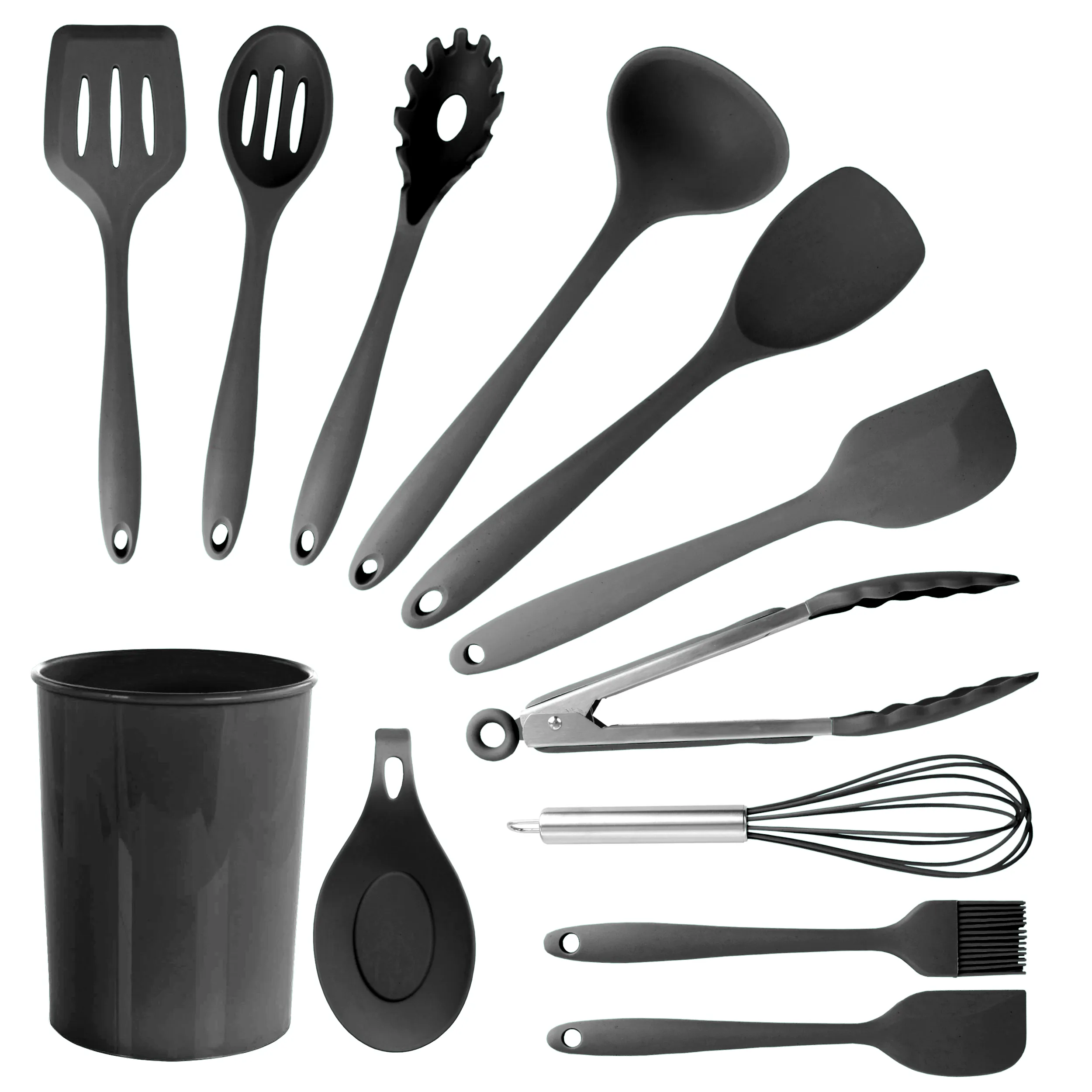 MegaChef MGSP-812 — MegaChef Black Silicone Cooking Utensils, Set of 12