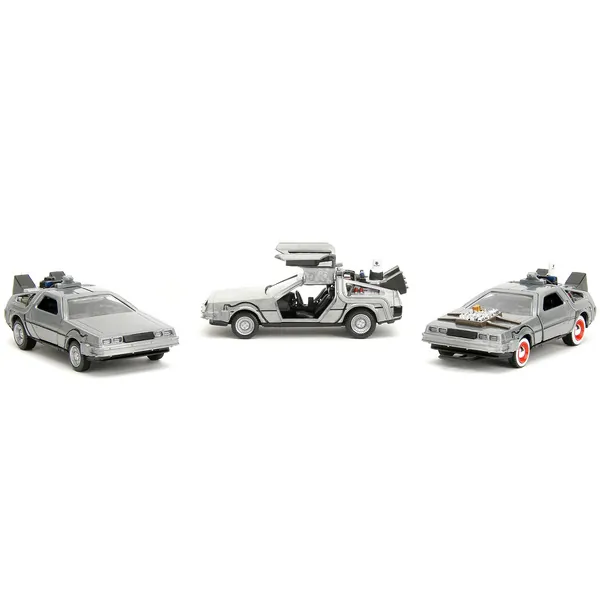 Jada Toys 33399 — "Back to the Future" Delorean Set of 3 pieces "Hollywood Rides" Series 1/32 Diecast Model Car by Jada