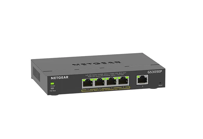 NETGEAR GS305EP-100NAS — 5 Port GB PoE Smart Plus