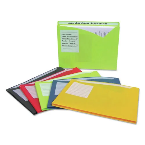 C-LINE CLI 63060 — C-Line Write-On Poly File Jackets - Assorted Colors, 11 X 8-1/2, 25/BX, 63060