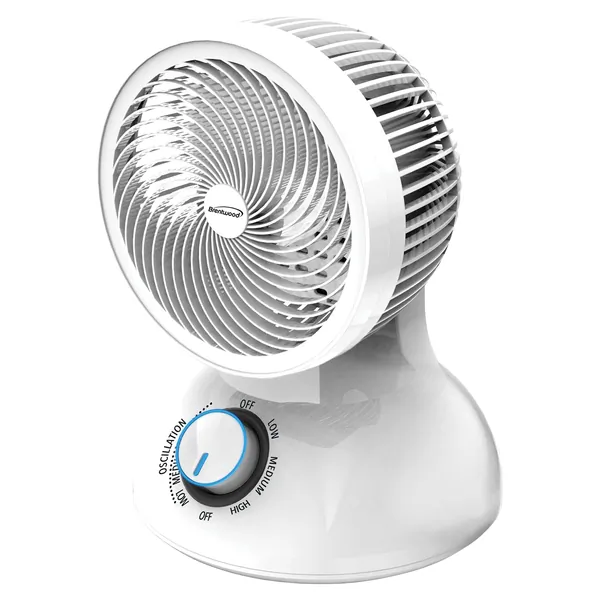 Brentwood F-650MW — Brentwood 6 Inch Three Speed Oscllating Circulator Desktop Fan with Timer and Remote Control in White
