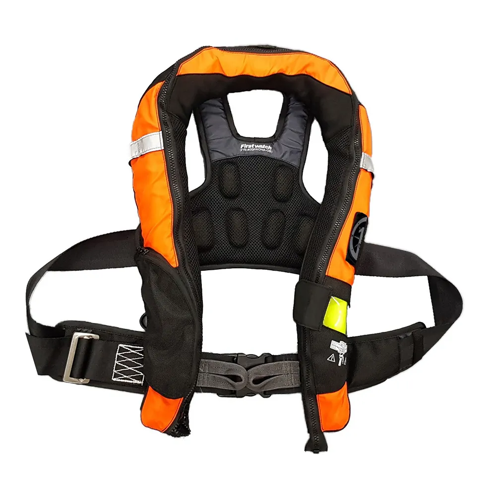 First Watch FW-40PROHA-OB - Hi-Vis Orange & Black Auto Inflatable PFD with Harness