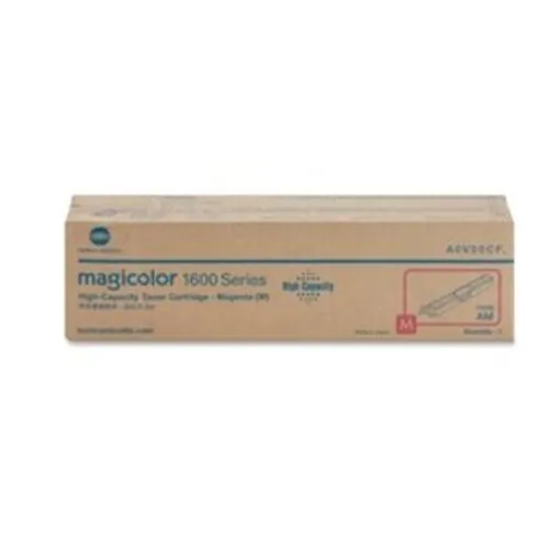 KONICA MINOLTA KNM A0V30CF — Konica Minolta A0V30CF High Capacity Laser Toner Cartridge for - Magicolor 1600 Series 1600W, 1650en, 1680mf Printers - 2500 Pages Yield - Magenta