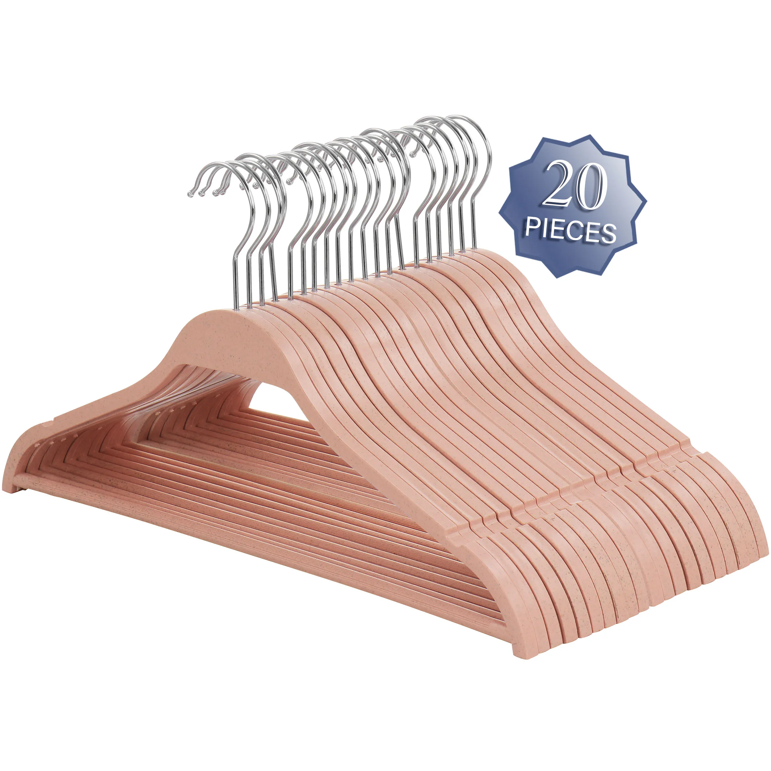 ELAMA ELH-6010-PINK — Elama Home 20 Piece Biodegradable Coat Hangers in Pink