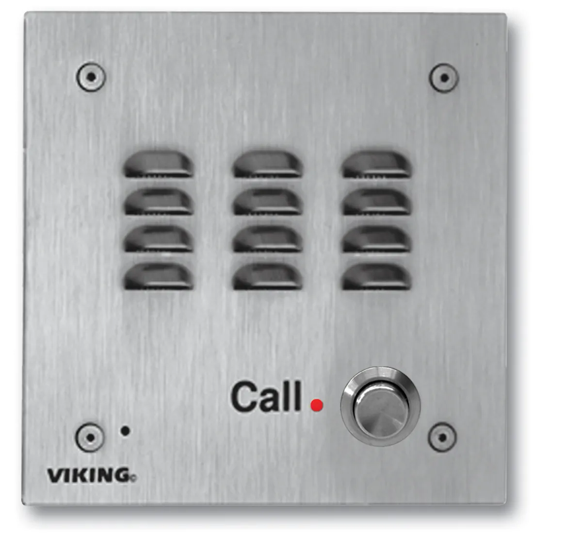 Viking Electronics 8K0505 — Handsfree Speaker Phone with Dialer Vandal Resistant 14 Gauge Louvered Stainless Steel Faceplate Flush Mount with Included Rough-In Box or Surface Mount with Optional VE-5x5