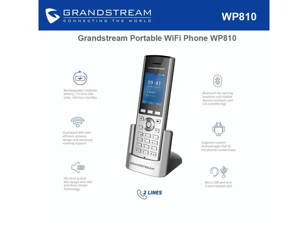 GRAND STREAM GS-WP810 — Grandstream WP810 WiFi Android Phone - Portable VoIP Solution