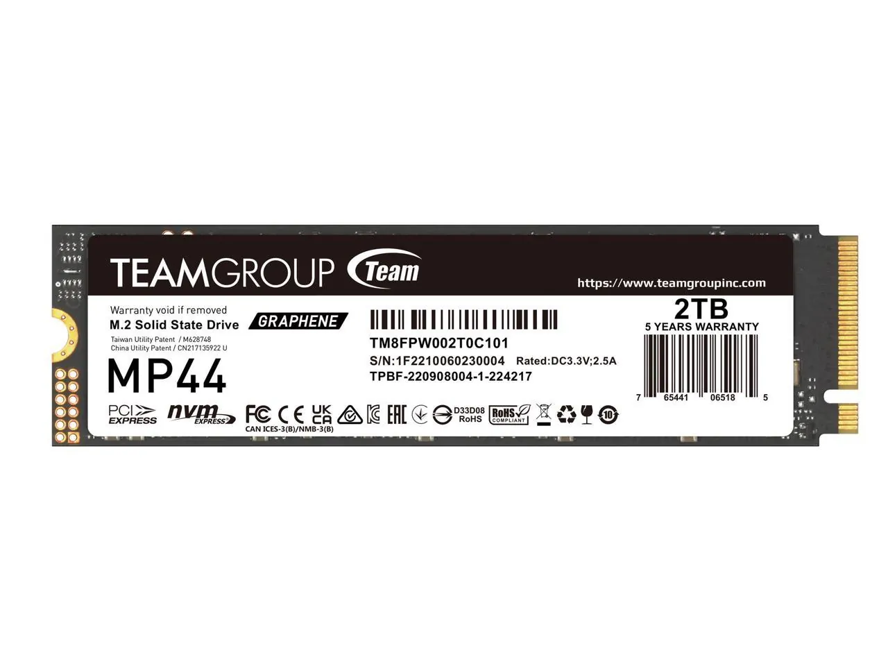 Team Group Inc TM8FPW002T0C101 - TEAMGROUP MP44 2TB NVME M.2 SSD - PCIe Gen 4x4