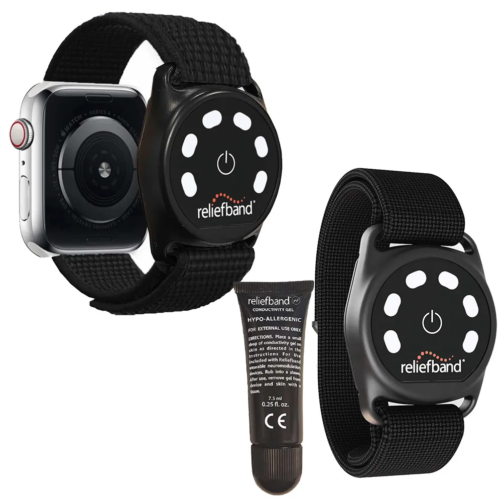 Reliefband Technologies RBSPT-B-APPLE - Reliefband Black Sport Apple Bundle - Size Regular