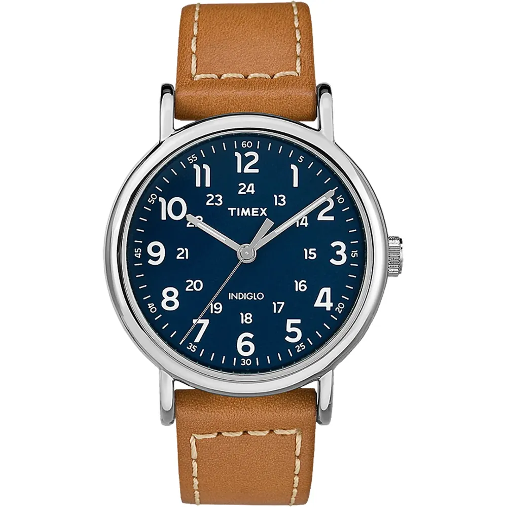 Timex TW2R425009J - Timex Weekender 40mm Mens Watch - Tan Leather Strap wBlue Di