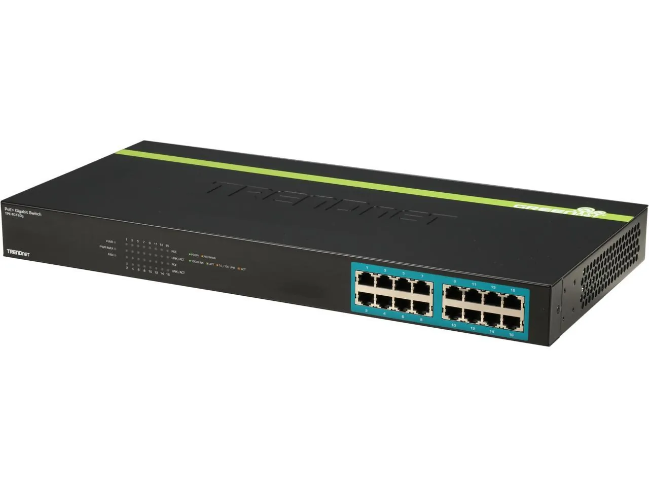 TRENDNET TPETG160G — TRENDnet 16-Port Gigabit PoE+ Switch - 16 Network - Twisted Pair - 2 Layer Supported - Rack-mountable - Lifetime Limited Warranty