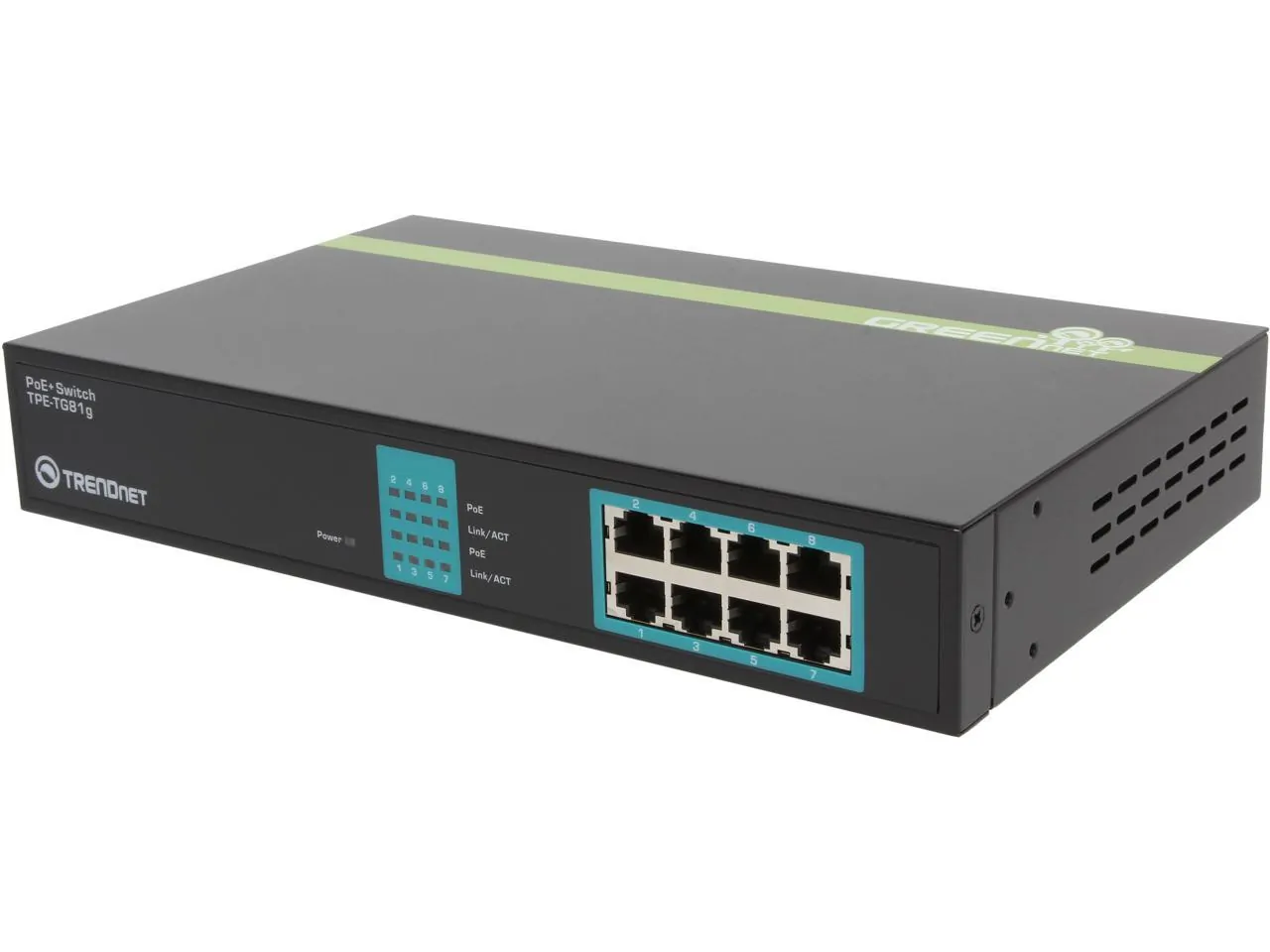 TRENDNET TPE-TG81G — 8-PORT GIGABIT GREENNET POE+ SWITCH, RACK MOUNTABLE