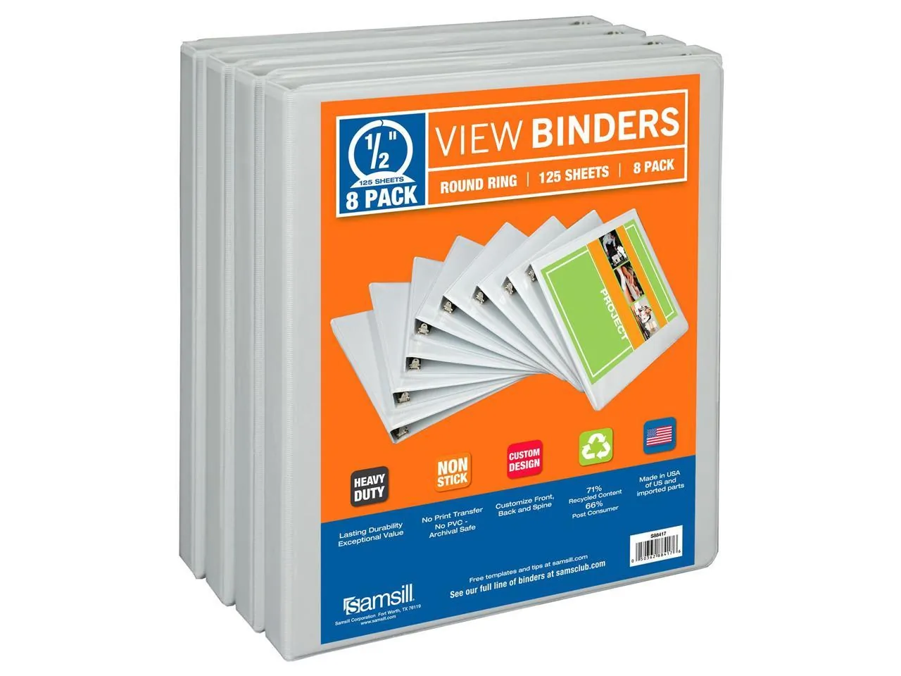 Samsill S88417 — Econo 0.5" View Binders - 8 Pack, White