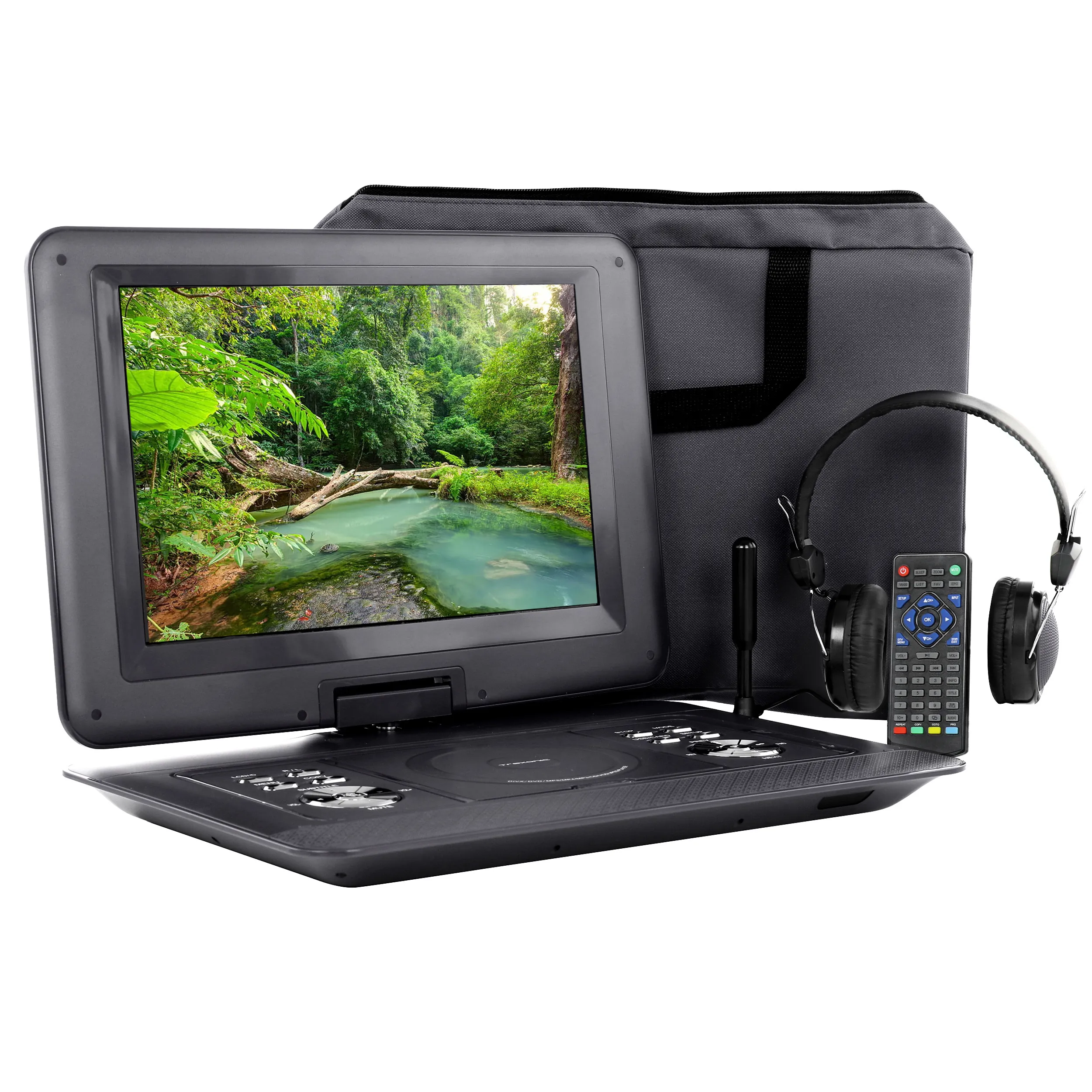Trexonic TR-D141BLK_RB - Trexonic 14.1 Inch Portable TV+DVD Player with Swivel TFT-LC