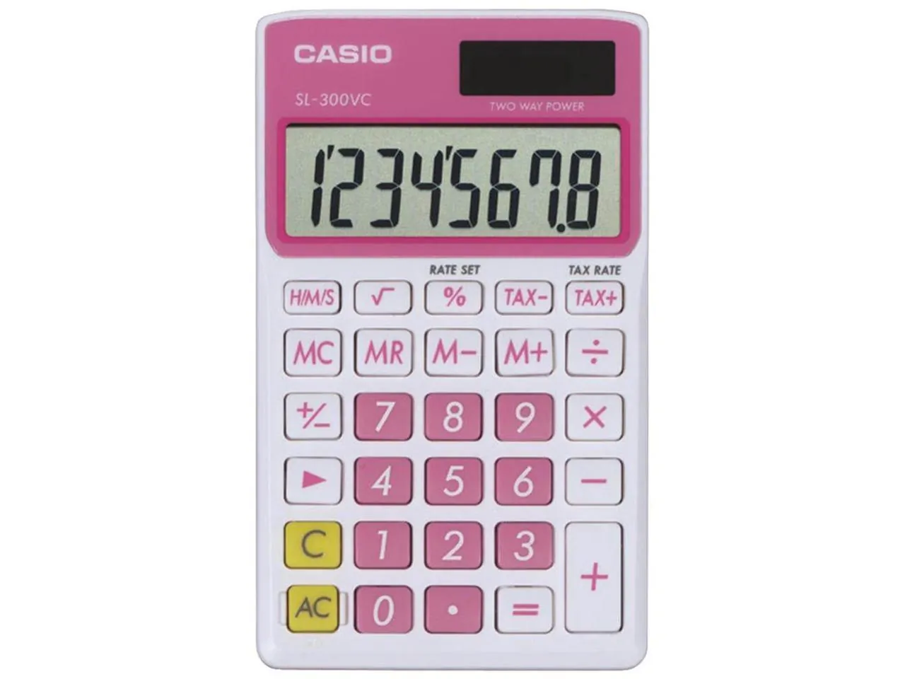 Casio SL300VCPKSIH — CASIO(R) SL300VCPKSIH Solar Wallet Calculator with 8-Digit Display (Pink)