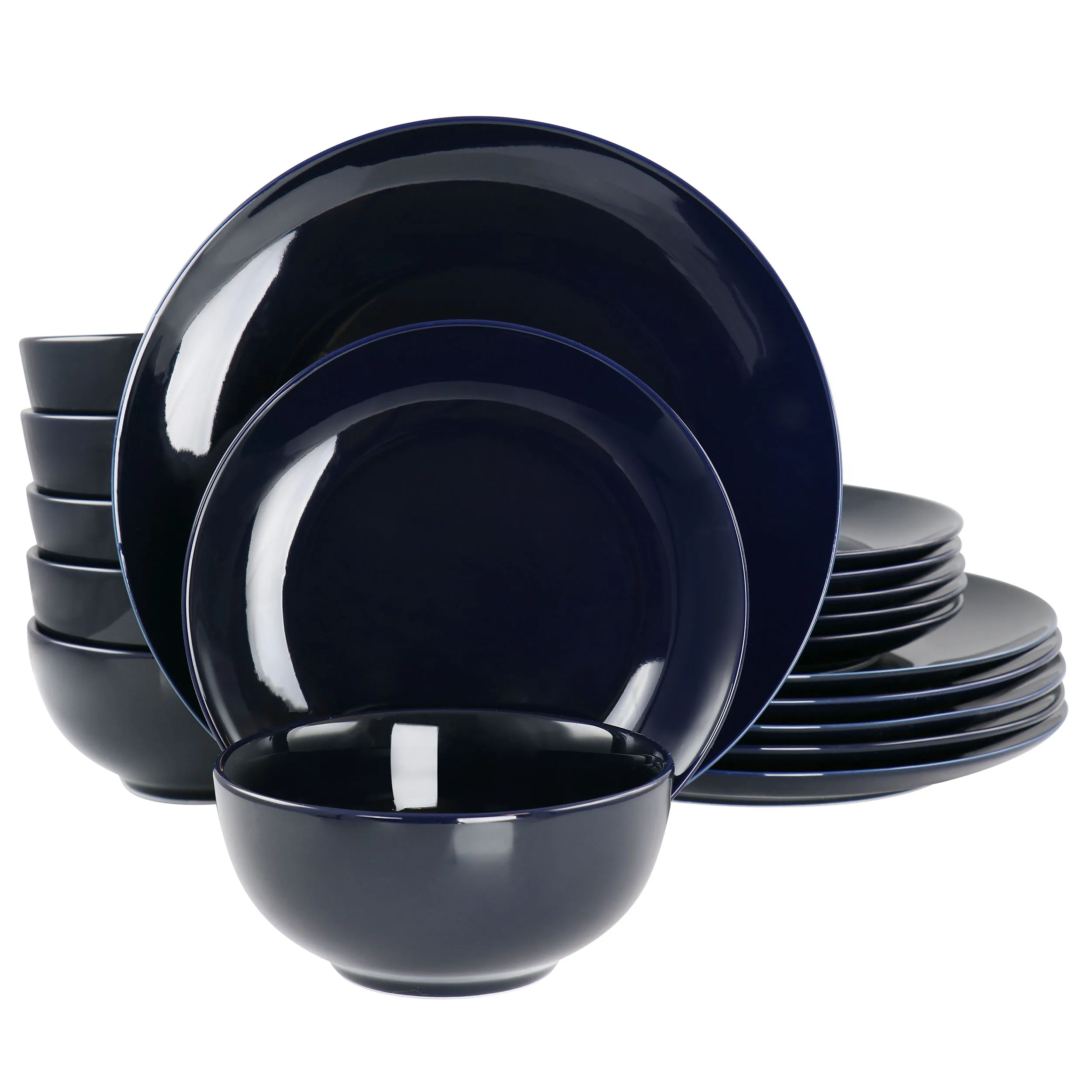 ELAMA EL-LUNA18-DB — Elama Luna 18 Piece Porcelain Dinnerware Set in Dark Blue