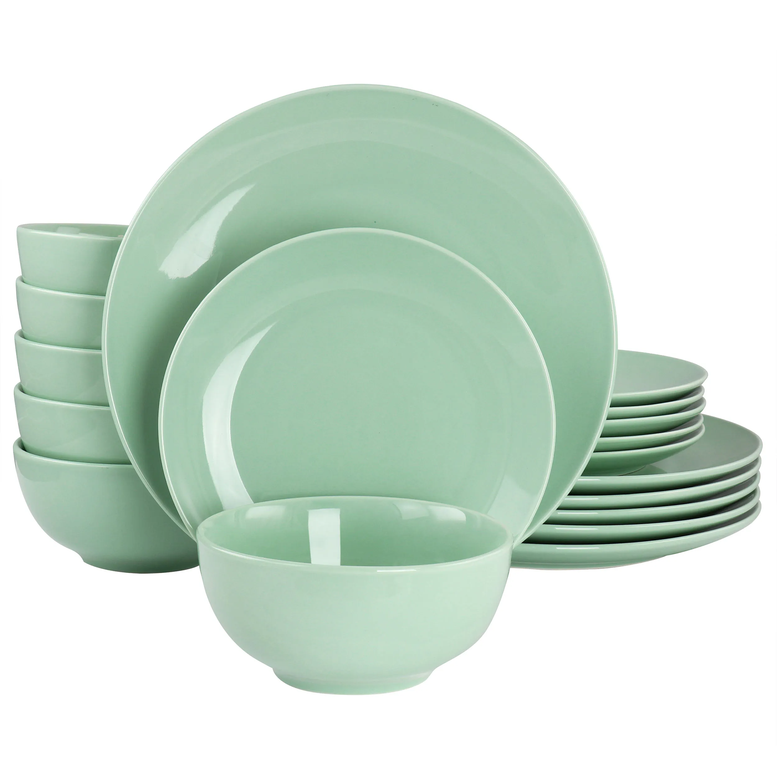 ELAMA EL-LUNA18-MINT — Elama Luna 18 Piece Porcelain Dinnerware Set in Mint