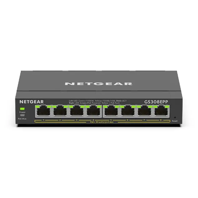 NETGEAR GS308EPP-100NAS — HP 8-Port Gigabit PoE+ Smart Plus Switch