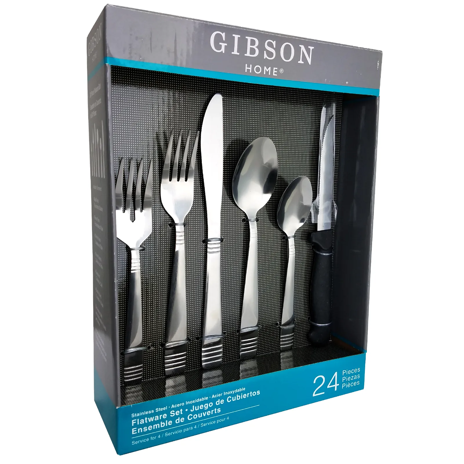 Gibson 44012.24 - Gibson Palmore Plus 24 Piece Stainless Steel Flatware Set wi