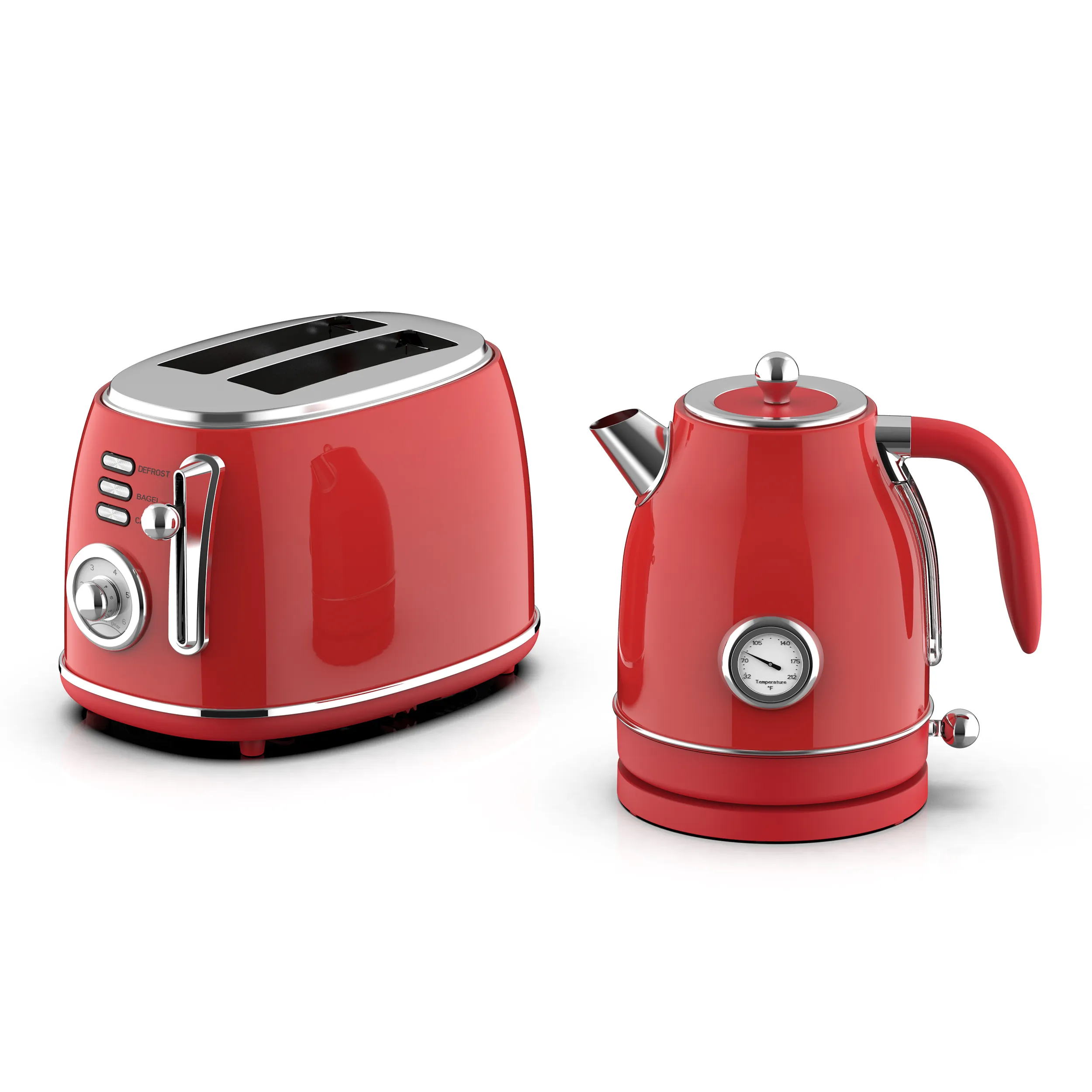 MegaChef MC-BTBK-R - MegaChef Electric Kettle & Toaster Combo - Red