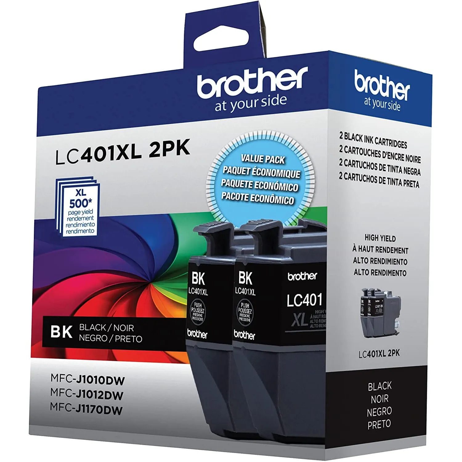Brother LC401XL2PKS — Brother LC401XL2PKS High Yield Inkjet Ink Cartridge - Black - 2 Pack - 500 Pages