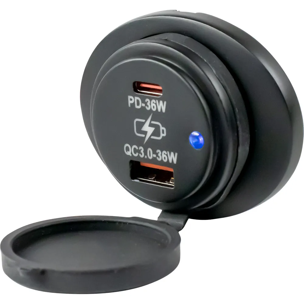 SeaDog 426535-1 - Sea-Dog Oval USB 3.0 & USB-C Power Socket, Black