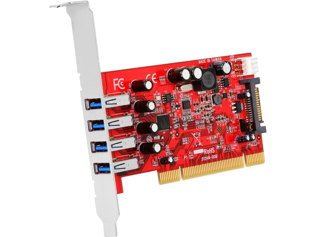 STARTECH PCIUSB3S4 — 4 Port PCI SuperSpeed USB 3.0 Adapter Card with SATA/SP4 Power - Add 4 SuperSpeed USB 3.0 ports to a computer through a PCI slot - 4 port pci usb 3.0 card - pci usb 3.0 adapter - pci usb 3.0 adapter card - pci usb 3.0 card - pci usb 3.0 controller