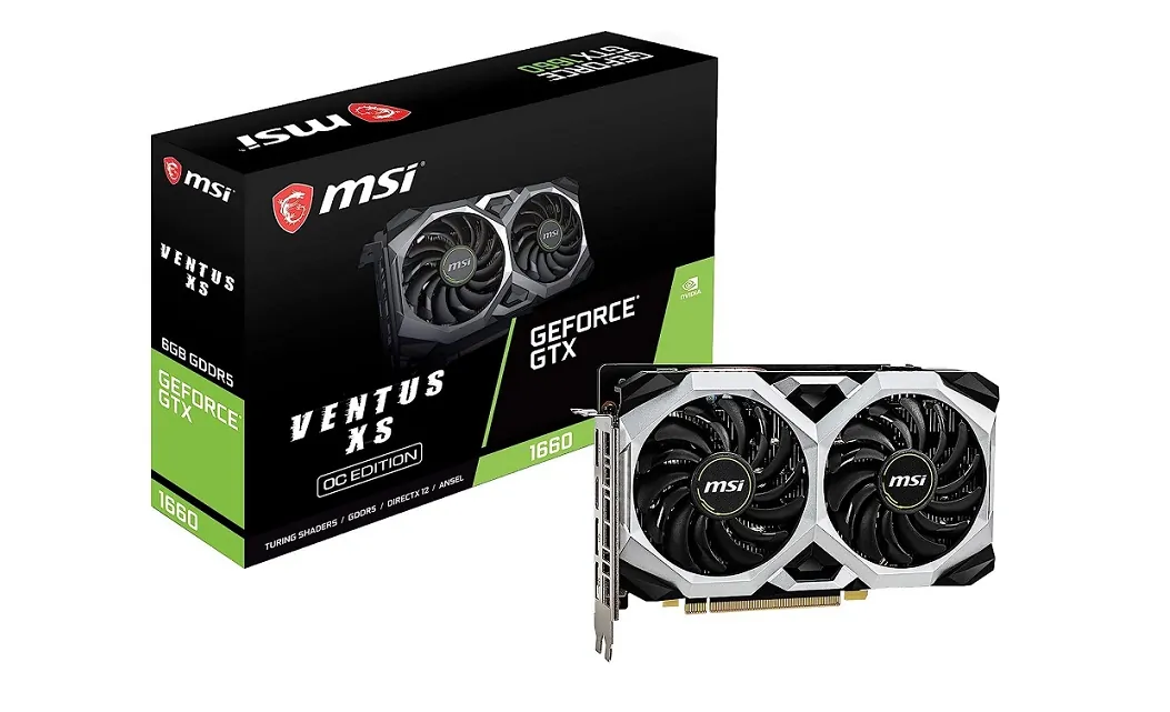 MSI G1660VXS6C — 6GB MSI Gaming GeForce GTX 1660 Ventus XS GDRR5 PCI-E GTX-1660-VENTUS-XS-6G-OC Dual Fan