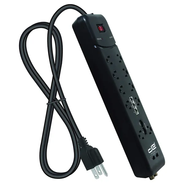 DIGITAL ENERGY DSS5-1034-BLK - 8FT 2USB HVY DTY SRG BLK