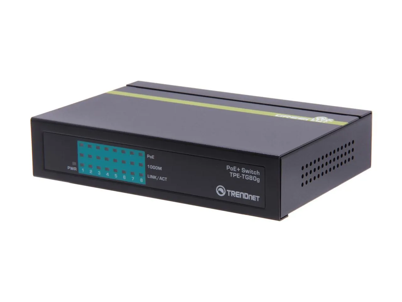 TRENDNET TPETG80G — TRENDnet 8-Port Gigabit GREENnet PoE+ Switch - Twisted Pair - 2 Layer Supported - Desktop - Lifetime Limited Warranty