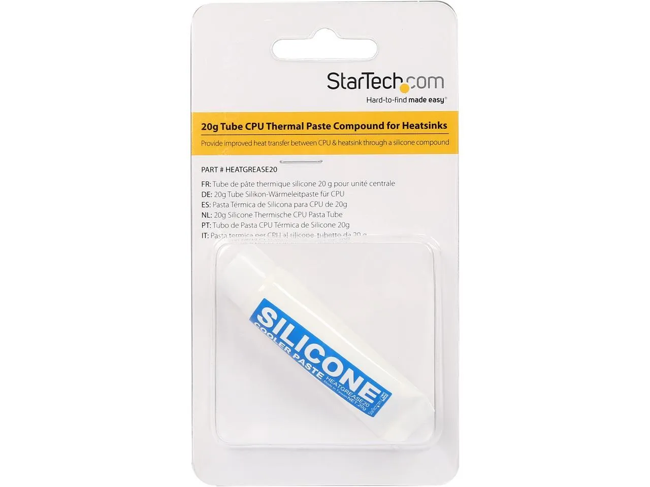 STARTECH HEATGREASE20 — IMPROVE THE HEAT TRANSFER BETWEEN A CPU AND HEATSINK THROUGH A CERAMIC/SILICONE